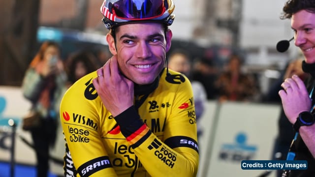 Cyclist celebrating victory